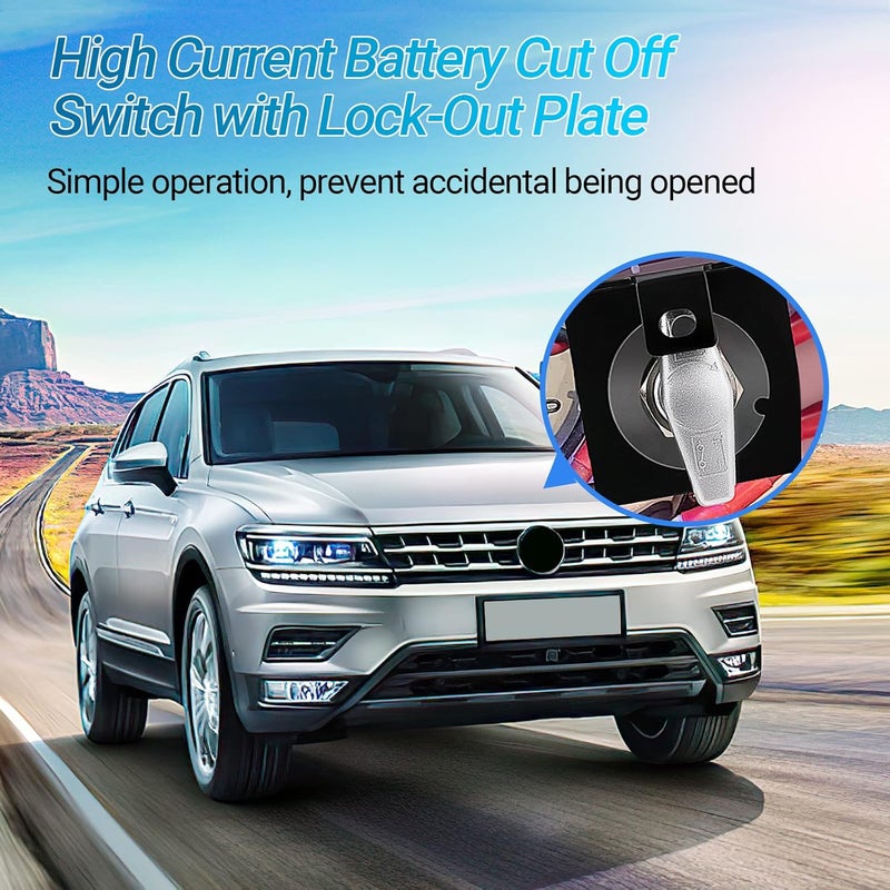 FEITON 500A High Current 12V-36V Battery Cut Off Switch with Lock-Out Plate, Replace 20247, Waterproof Master Battery Disconnect Switch Fixed Handle Isolator for Car, Truck, RV, Yacht, Boat - Image 4